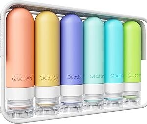 Quatish Travel Bottles for Toiletries 6 Pack, Original Patented Leakproof 3 oz Tsa Approved Travel Size Containers, BPA Free Silicone Shampoo and Conditioner Bottles, Camping Essentials