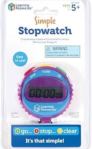 Learning Resources Simple 3 Button Stopwatch, Supports Science Investigations, Timed Math Exercises, Elapsed Time Tracking, Ages 5+