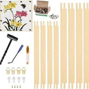 Stretcher Bars for Needlework 8 Pcs Needlepoint Stretcher Bars 2 Sizes Wood Canvas Frames Kits Embroidery Stitch Oil Painting Posters Art Supplies with Mini Accessories Crafts