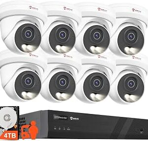 Anpviz 4K 16CH PoE Security Camera System, 8pcs Wired 8MP PoE IP Cameras Outdoor with Human Vehicle Detection, Smart Color Night Vision, 12MP 16 Channel NVR with 4TB HDD for Business, NDAA(U Series)