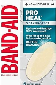 BAND-AID Brand Pro Heal 5 Day Protect, Hydrocolloid 100% Waterproof First Aid Blister Bandages for Advanced Healing, Extra Cushion for Blister Protection & Less Scarring Versus Uncovered Wound, 6 ct
