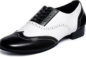 Men's Ballroom Latin Dance Shoes Breathable Leather Sole Tango Salsa Latin Waltz Character Shoes