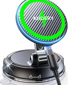 ANDERY Only for iPhone Magsafe Car Mount Charger [15W Wireless Faster Charging, 78+LBS Strongest Suction, 2400gf Strongest Magnetic] 360° Adjustable Car Phone Holder for iPhone 17-12 Pro Max Plus Air