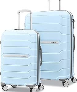 Samsonite Freeform 2-Piece Luggage Set - Carry-On & Large Checked Luggage with Dual Spinner Wheels - Durable Polypropylene Hardshell - TSA Lock, Airline-Approved - Expandable Hard Shell - Sky Blue