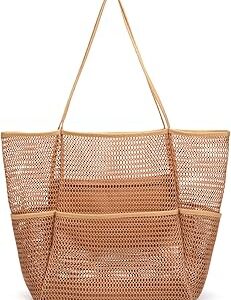 Tainehs Beach Bag - Mesh Tote Bag Beach Vacation Clothes for Women Pool Bag for Travel Pool Family Cruise Essentials 2026