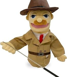 16Puppet Entriloquist Puppet,Hand Puppets for Kids Plush Detective Puppets for Adults with Removable Mouth Puppets for Kids Ages 4-8，Hand Puppets for Adults with Scalable Puppet Control Rod