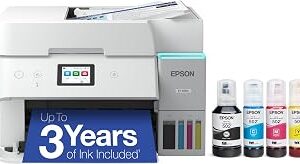 Epson EcoTank ET-4950 Wireless All-in-One Color Supertank Printer with up to 3 Years of Ink Refillable Tanks, Perfect for Office, 18 PPM, 2.4 Colorful Touchscreen, Auto Document Feeder - White