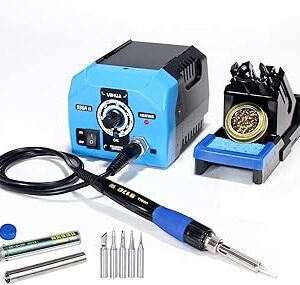 YIHUA 936A II Soldering Iron Station Kit, 65W with Intelligent Working Light. Easily Adjustable from 392℉～896℉. With Plug-in Iron Handle, a Solder Iron Stand, Solder Wire & 5 extra Solder Tips.