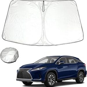 Foldable Windshield Sun Shade Compatible with Lexus RX 2024 2023 2022 2021 2020 2019 2018 2017 2016,Front Window Lexus RX Sunshade Sun Visor Cover Blocks UV Rays Keep Your Car Cooler