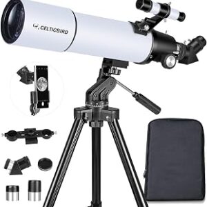 Celticbird Telescope for Adults High Powered, 80mm Aperture 600mm AZ Mount Refractor Telescope for Kids Beginners - Portable Telescopes for Adults Astronomy with Backpack, Phone Adapter, Moon Filter