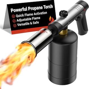 ThermoMaven Propane Torch with One-Touch Max Fire, Cooking Blow Torch Gun with a Safety Lock, Charcoal Lighter, Flame Thrower, Kitchen Food Torch Head for Grill, Sous Vide, BBQ (Tank Not Included)