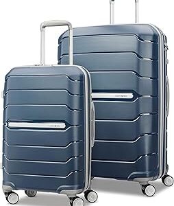 Samsonite Freeform 2-Piece Luggage Set - Carry-On & Large Checked Luggage with Dual Spinner Wheels - Durable Polypropylene Hardshell - TSA Lock, Airline-Approved - Expandable Hard Shell - Navy
