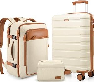 Luggage Sets 3 Piece, 20 Inch Hardshell Carry On Luggage 22x14x9 Airline Approved, Suitcase with TSA Locks & YKK Zippers, Carry On Suitcase with Wheels for Men & Women Travel