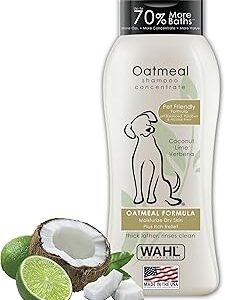 Wahl USA Dry Skin & Itch Relief Pet Shampoo for Dogs – Oatmeal Formula with Coconut Lime Verbena Scent & Pet Friendly Formula, 24 Oz - Model 820004A