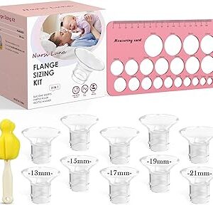 Flange Sizing Kit 3 in 1 with 10PCS Flange Inserts 13/15/17/19/21mm, Silicone Flanges Insert Kit for 24mm Flange/Shield, Pumping Essentials Kit for Moms