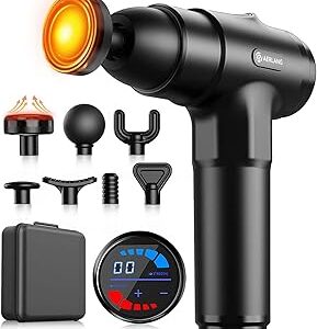 AERLANG Massage Gun with Heat Deep Tissue Back Massager Neck Massager for Pain Relief,Muscle Percussion Massage Gun, Birthday Gifts for Men Women Dad him Handheld Message Gun with 7Heads&Silent