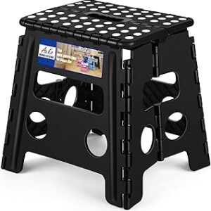 ACKO Folding Step Stool 13 Inch, Sturdy Collapsible Step Stool Foldable Up to 300 lbs for Adults, Non Slip Lightweight Foot Stools with Handle, Ideal for Kitchen, Bathroom, Bedroom, Garden