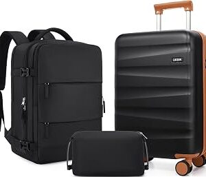 UKEIN Luggage Set with Backpack,Polycarbonate Carry On Luggage Airline Approved with Spinner Wheels, Hardshell Travel Suitcase with TSA Lock,Suitcase Set 3 Piece
