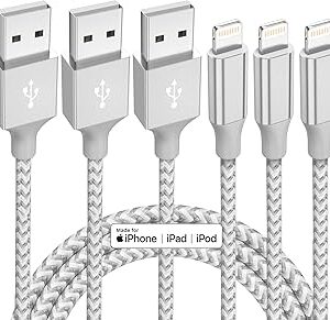 iPhone Charger 3 Pack 10 ft Apple MFi Certified Lightning Nylon Braided Cable Fast Charging Cord Compatible with iPhone 13 12 11 Pro Max XR XS X 8 7 6 Plus SE iPad and More