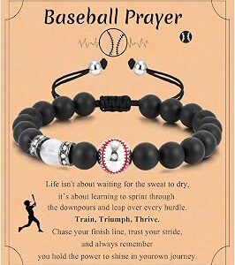 Soccer Football Basketball Baseball Bracelets Gifts for Boys Players Team Lovers - Adjustable Braided Beaded Bracelet for Son Brother Nephew Friend Birthday Valentine Jewelry Gifts Ideas for Boy Teen