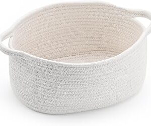 Happyiren Cute Woven Easter Basket with Handle, Baskets for Gifts Empty, Present Containers for Raffle Baby Shower Burr Basket, Decorative Organizer Box for Storage Baby Toy, 13 D x 8 W x 6 H
