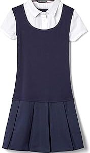 French Toast Girls' Short Sleeve 2-Fer Pleated Dress