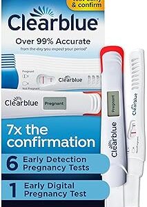 Clearblue Early Pregnancy Test Kit, at-Home Pregnancy Test Kit for Women, hCG Hormone Pregnancy Tests with Easy-to-Read Results, 7 Tests
