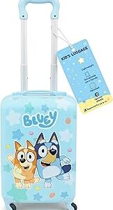 Fast Forward Bluey 20 Hardshell Luggage - Cute & Durable Hard-side Suitcase for Travel with Spinner Wheels 20x12x8
