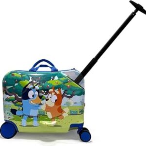 Fast Forward 18 Bluey Kids Ride On Luggage-HardShell Rolling Travel Suitcase-Lightweight Ride On Suitcase For Kids