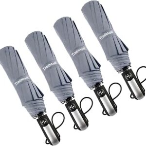 TradMall 4 Pack Travel Umbrella Windproof Portable 46 Inches Large Canopy Ergonomic Handle Auto Open & Close