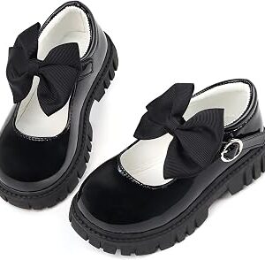 Toddler Girl Dress Shoes Bow Black Dress School Shoes Princess Mary Jane for Toddler/Little Girl