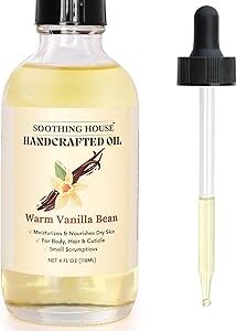 Warm Vanilla Bean Body Oil - Moisturizing Body Oil for Soft, Glowing Skin with Almond & Jojoba Oil (4 fl oz)