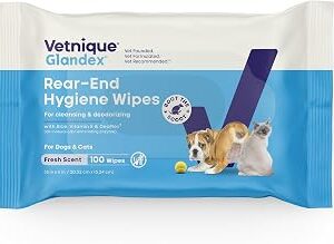 Vetnique Glandex Dog Wipes for Pets Cleansing & Deodorizing Anal Gland Hygienic Dog & Cat Wipes with Vitamin E, Skin Conditioners and Aloe Labs (100ct)