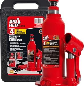 Torin T90413 Big Red Hydraulic Bottle Jack with Carrying Case, 4 Ton (8,000 lb) Capacity