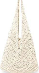 hatisan Crochet Bags for Women - Summer Beach Tote, Aesthetic Hippie Knit Bag