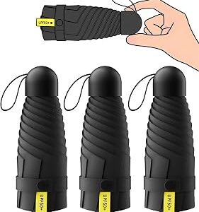 LMUGOOS 3 Pack Travel Mini Umbrella Small Compact, Portable Umbrella with UV Protection UPF 50+, Rainproof & Sunproof Folding Umbrella, Backpack & Pocket-Friendly
