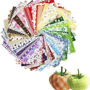 60 Pcs 4 x 4(10cm x 10cm) Assorted Craft Fabric Bundle Squares Patchwork Fabric Sets for DIY Sewing Scrapbooking Quilting Dot Pattern