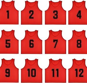 12 Pack Numbered（1-12） Scrimmage Vests/Sport Pinnies/Training Bibs For Basketball,Soccer, Volleyball and Baseball