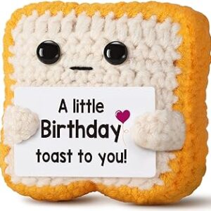 A Little Birthday Toast to You - Funny Happy Birthday Gifts for Women, Men, Mom, Dad, Sister, Best Friend - Unique Birthday Decorations Crochet Toast Gift Card for Her/Him Ideas, Mothers Day