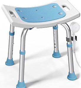 HOMLAND Shower Chair for Inside Shower, 400 lbs Adjustable Shower Stool with Suction Feet, Shower Seat for Inside Tub Bathroom Bench Bath Chair for Elderly and Disabled - Light Blue