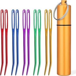 UOOU 10Pcs Yarn Needles, Darning Tapestry Needles, Large Eye Weaving Needle, Yarn Needle for Crocheting with Aluminum Storage Knitting Crochet Accessories