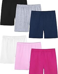 6 Pack Girls Bike Shorts Cartwheel Toddler Biker Under Dress Dance Multi-Color Kids Shorts Girls Clothes