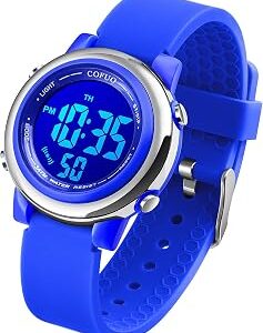 cofuo Kids Digital Sport Waterproof Watch for Girls Boys, Kid Sports Outdoor LED Electrical Watches with Luminous Alarm Stopwatch Child Wristwatch
