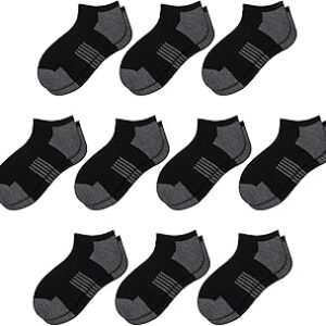 Comfoex 10 Pairs Boys Socks Low Cut Ankle Socks For Kids 8-10 4-6 6-8 Years Old Short Athletic Socks With Cushioned Sole