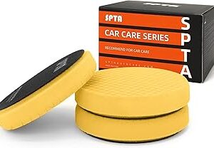 Yellow T80 High-Cut Foam Polishing Pads, SPTA 3Pcs 6.5 Inch Face for 6 Inch 150mm Backing Plate Compound Buffing Sponge Pads for Car Buffer Polisher Compounding, Polishing and Waxing -X00224Y6B3