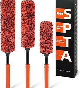 SPTA Rim Cleaner Brush, 3 Pcs Synthetic Ultimate Wheel Brush Set, Flat Spoke Wheel Cleaning Brush, Car Wheel Brush, Brush for Cleaning Wheels, Safe for Cars, Trucks, SUVs, RVs, Motorcycles & More
