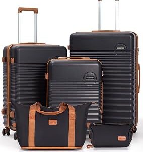CONCEPTEN Luggage Sets 5 Piece, Suitcases with Wheels, Hardshell Suitcase Set, ABS Carry on Luggage Set with TSA Lock, Travel Luggage