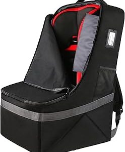 YOREPEK Padded Car Seat Travel Bag Backpack for Airplane, Heavy Duty Car Seat Bags for Air Travel, Carseat Cover for Airplane Travel with Shoulder Strap, Car Seats Carrier for Airport, Black