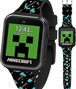 Minecraft Kids Smart Watch - Interactive Touchscreen with Games, Camera, Step Counter, Alarm, Timer, Voice Recorder, and Cool Minecraft Silicone Strap - Fits Wrists 5.5 to 8.0