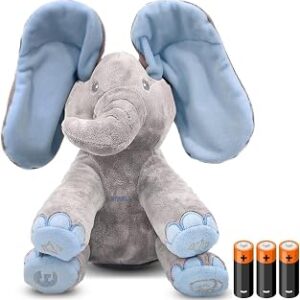 Dimple Kyle Elephant Stuffed Animal Toy - Animated Plush Blue Singing Elephant, Interactive Musical Peek-a-Boo for Babies, Kids, for Toddlers, Ages 0 and Up(Battery Included)
